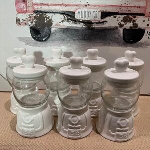🌸NEW 7 Pieces Valentines Day White Heart-Top Candy Jars